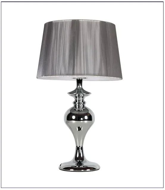 Srebrna lampa stołowa z dekoracyjną stalową podstawą - 4x V164 F8-P10