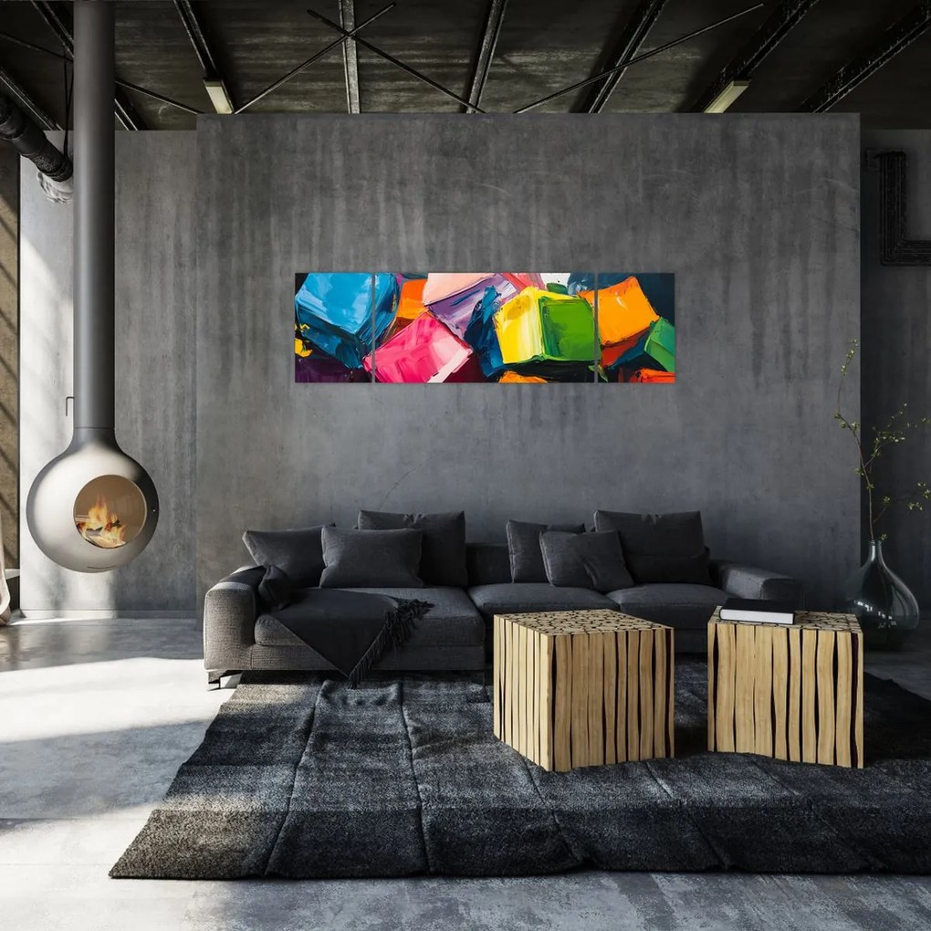 Obraz - Kolorowe kostki (170x50 cm)