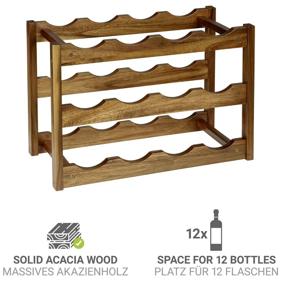 Regał na wino z litego drewna akacjowego w naturalnym kolorze liczba butelek 12 42x28x21 cm Fondi – Wenko