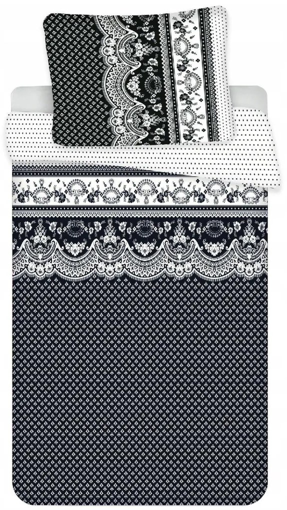 PrzytulneMieszkanie.pl PrzytulneMieszkanie.pl Poliestrowo-bawełniana pościel CANZONE BLACK, czarna Rozmiar pościeli: 2 szt 70 x 90 cm | 200 x 220 cm