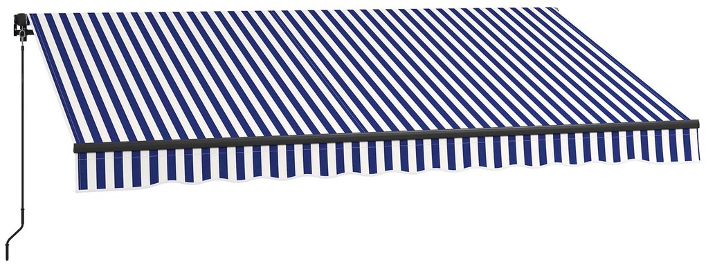 Outsunny Markiza przeciwsłoneczna Markiza tarasowa, w zestawie korba, odporna na warunki atmosferyczne, 350 cm x 290 cm, Niebieski + Biały