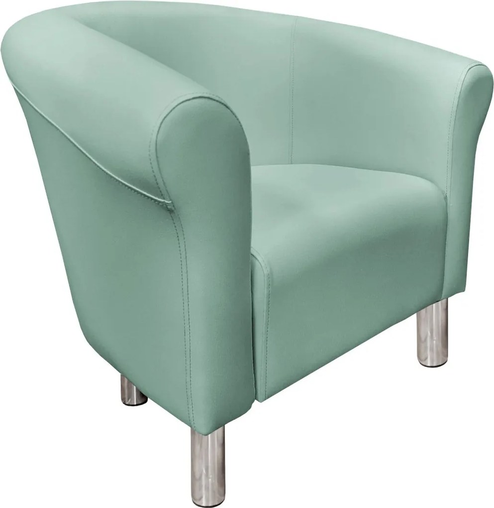 Fotel Milo tkanina Eko-skóra elegancki fotel do salonu i gabinetu : Kolor nogi - Chrom, Kolor tkaniny - EKO-SKÓRA - 7D, Wysokość nogi - 15 cm