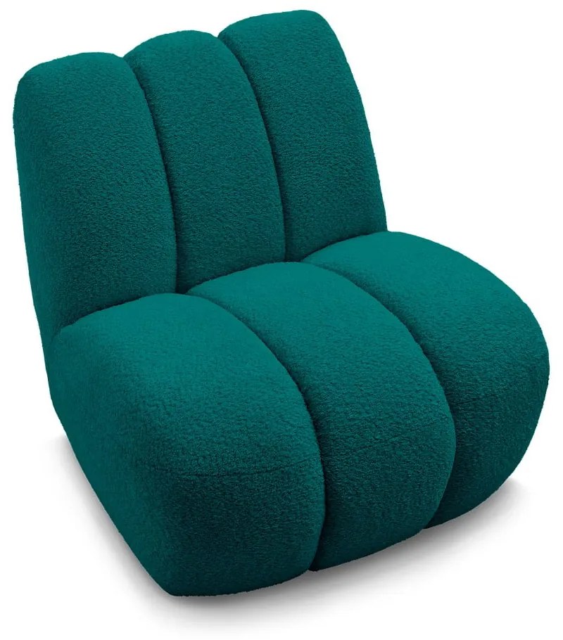 Turkusowy fotel z materiału bouclé Janissaire – Bobochic Paris