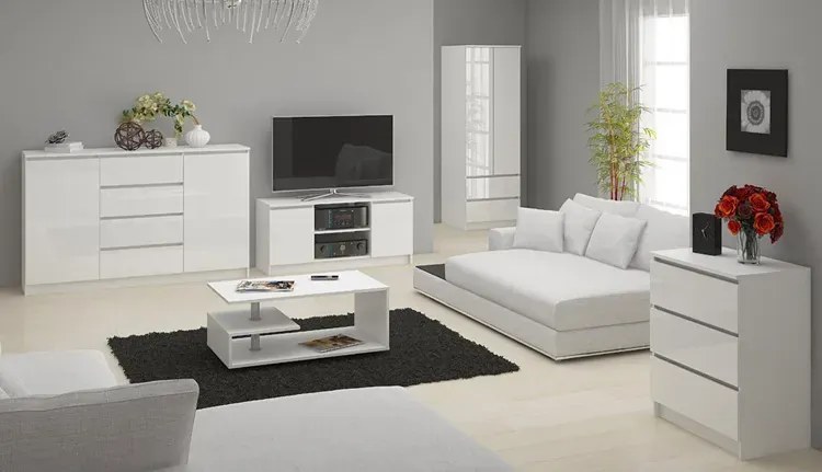 Biała szafka pod telewizor w połysku - Galapi 4X 120 cm