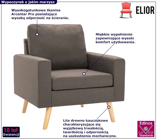 Skandynawski fotel wypoczynkowy w kolorze taupe G2-S65