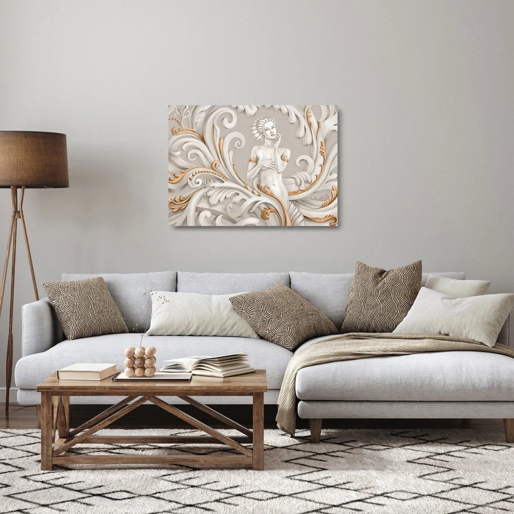 Obraz na szkle bogini na ozdobnym tle (70x50 cm)