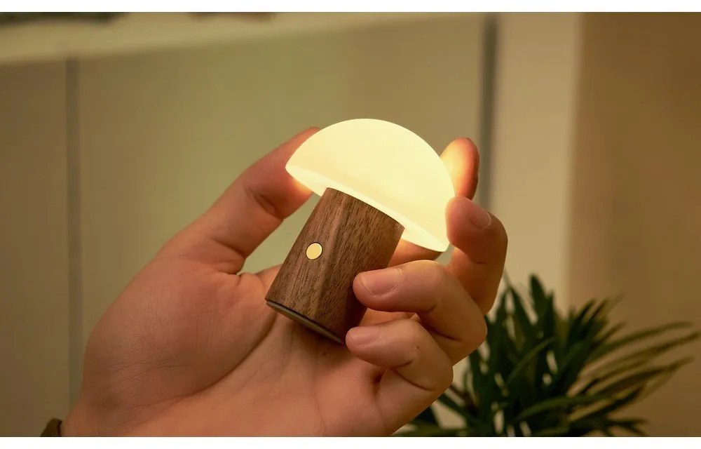 Biała/w ciemnym naturalnym kolorze lampa stołowa LED (wysokość 7 cm) Alice Mushroom – Gingko
