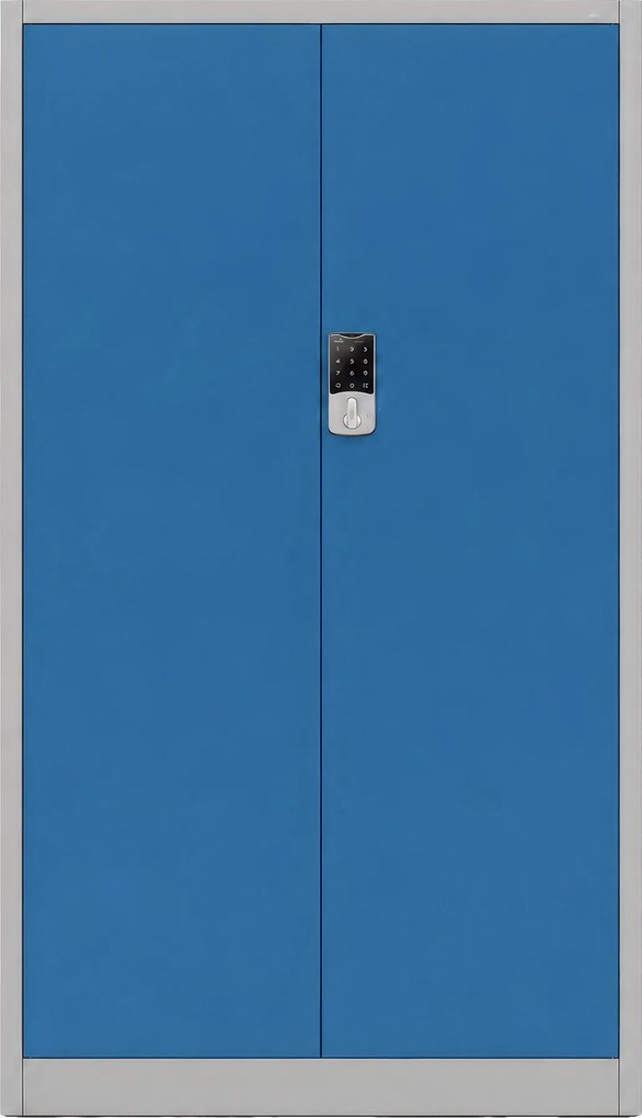 Biurowa szafa metalowa z zamkiem na szyfr szaro-niebieska: DANIEL, 900 x 1850 x 400 mm