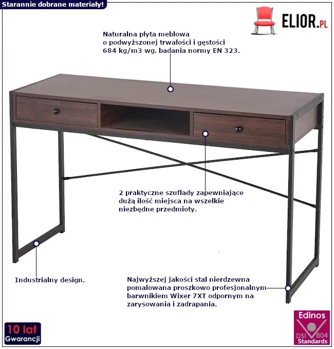 Industrialne biurko do toaletki z 2 szufladami - Stendar