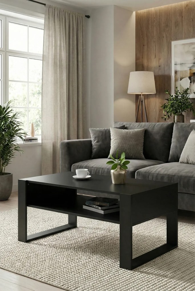 Czarna prostokątna ława kawowa do salonu S9-P65