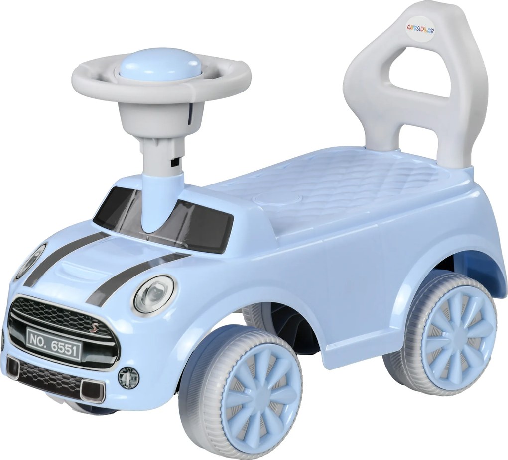AIYAPLAY Samochód na Pchacza dla Dzieci, Ochrona Przed Przewróceniem, Oparcie, Klakson, Antypoślizgowe Siedzisko, Jasnoniebieski