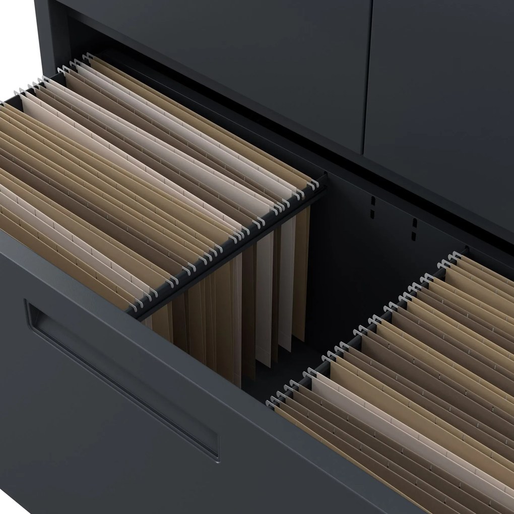 Szafa modułowa metalowa wielofunkcyjna z szufladą wysoką antracytowa MEGAN 1950 x 900 x 400 mm