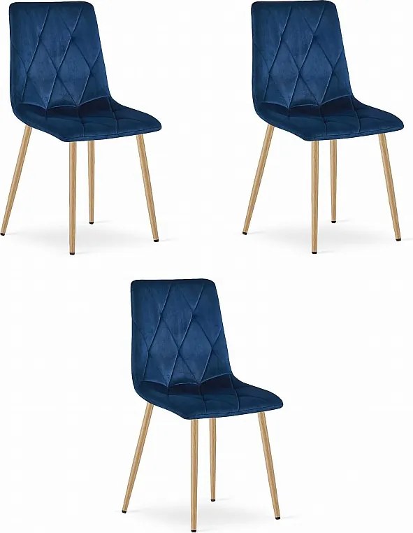 Krzesło Valora TYRA z granatowym aksamitem i drewnianymi nogami x3