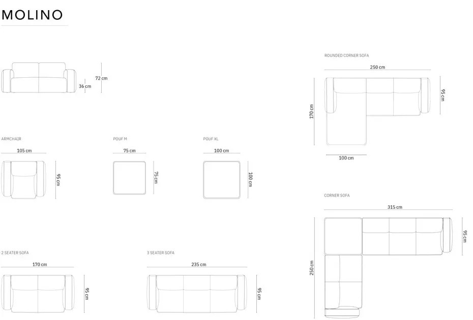 Brązowa sofa z materiału bouclé 235 cm Molino – Micadoni Home