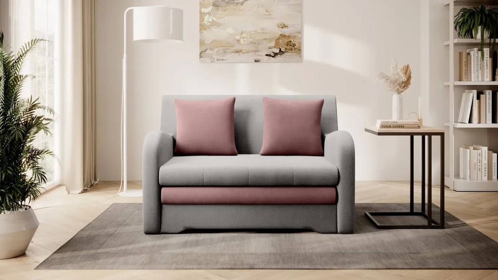 Sofa rozkładana z funkcją spania ARIO jasnoszara/różowa ELTAP