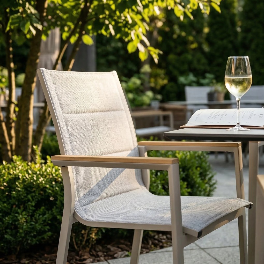 3587W-BE Krzesło Ogrodowe Beżowe 56x65x88 cm Beżowa Szybkoschnąca Tkanina Nowoczesny