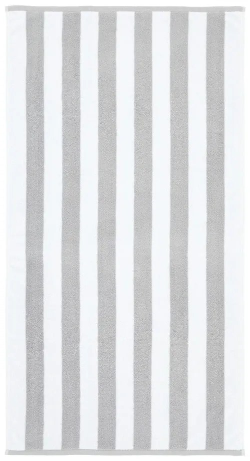 Biało-szary bawełniany ręcznik kąpielowy frotte 90x140 cm Reversible Stripe – Bianca
