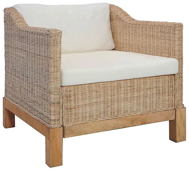 2-częściowy zestaw wypoczynkowy, sofa i fotel, naturalny rattan - Otma 3F