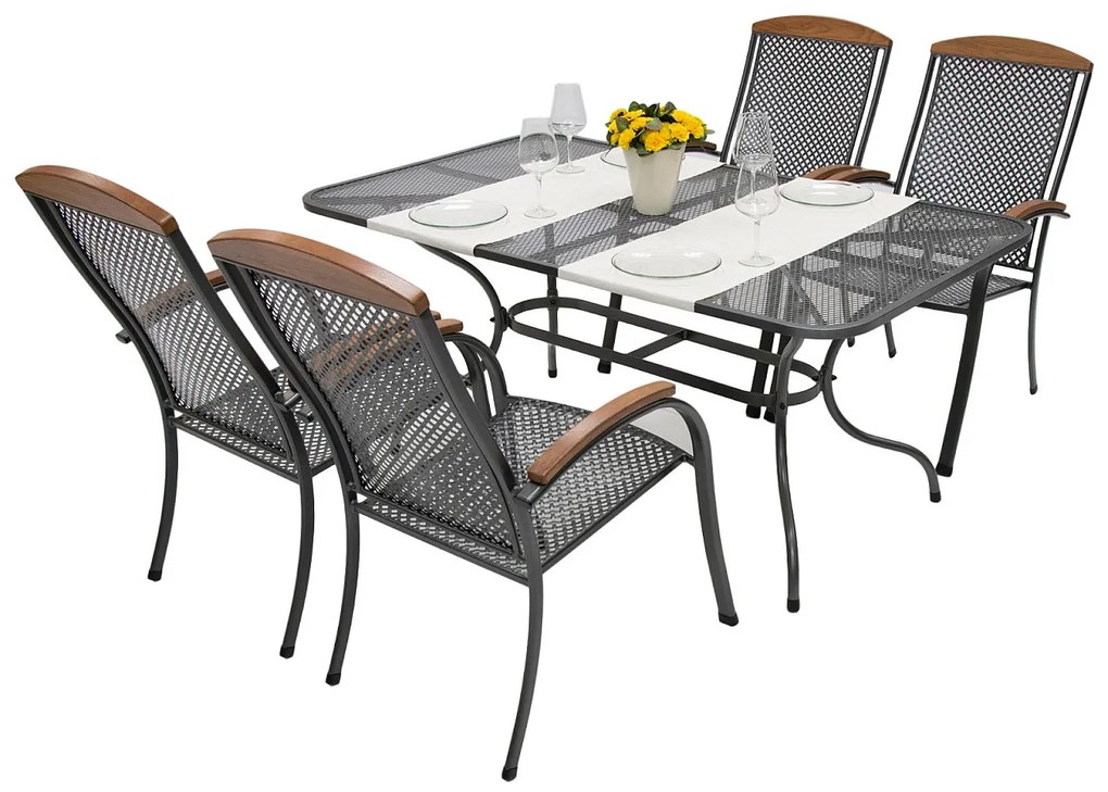 Metalowy zestaw ogrodowy PROVENCE I. 1 + 4 Stół prostokątny 145x90 cm (CT0309)