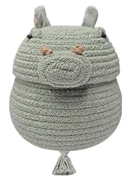 Jasnoszary tekstylny dziecięcy kosz na zabawki ø 15x15 cm Mini Henry the Hippo – Lorena Canals
