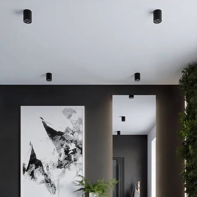 Czarny okrągły spot sufitowy LED - A406-Kellan