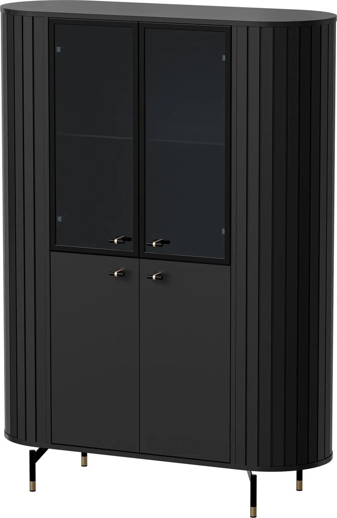 Masseno Witryna THIRA 155 x 112,3 cm do Salonu stojąca Czarna
