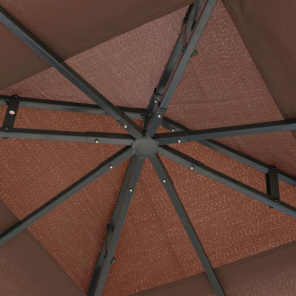 Pawilon Ogrodowy Outsunny z Moskitierami Bocznymi, Namiot Imprezowy z Podwójnym Dachem, Namiot Ogrodowy 2,97x2,97m