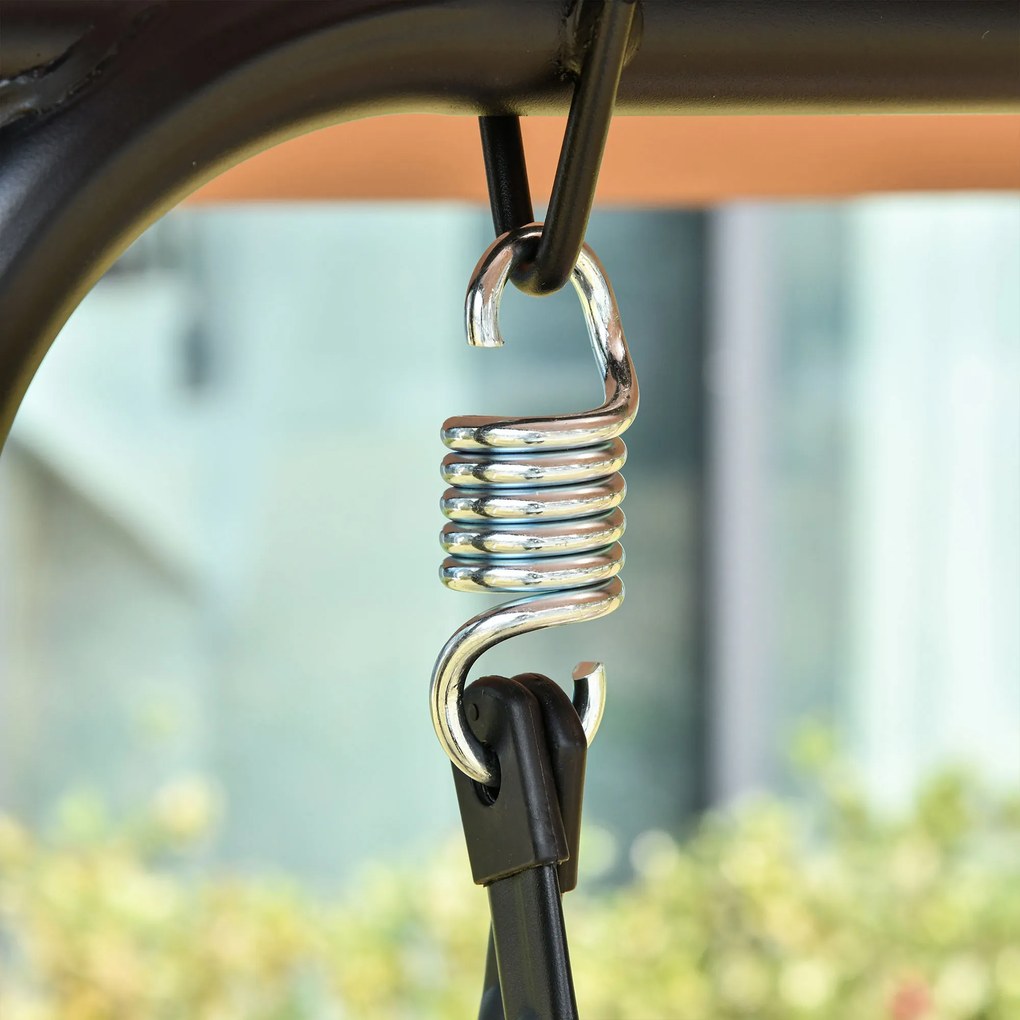 Outsunny Huśtawka 2-osobowa z Dachem Metalowa Odporna na UV Idealna do Wypoczynku w Ogrodzie Brązowy | Aosom PL