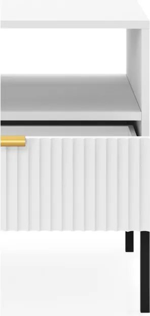 NAYA Stolik nocny S 54 biały | czarny stelaż