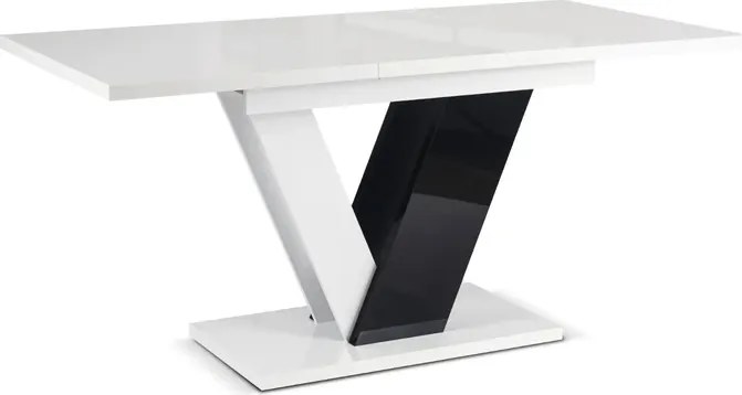 Stół Prostokątny Rozkładany CLARK 120-160 cm Czarny/Biały Połysk Glamour