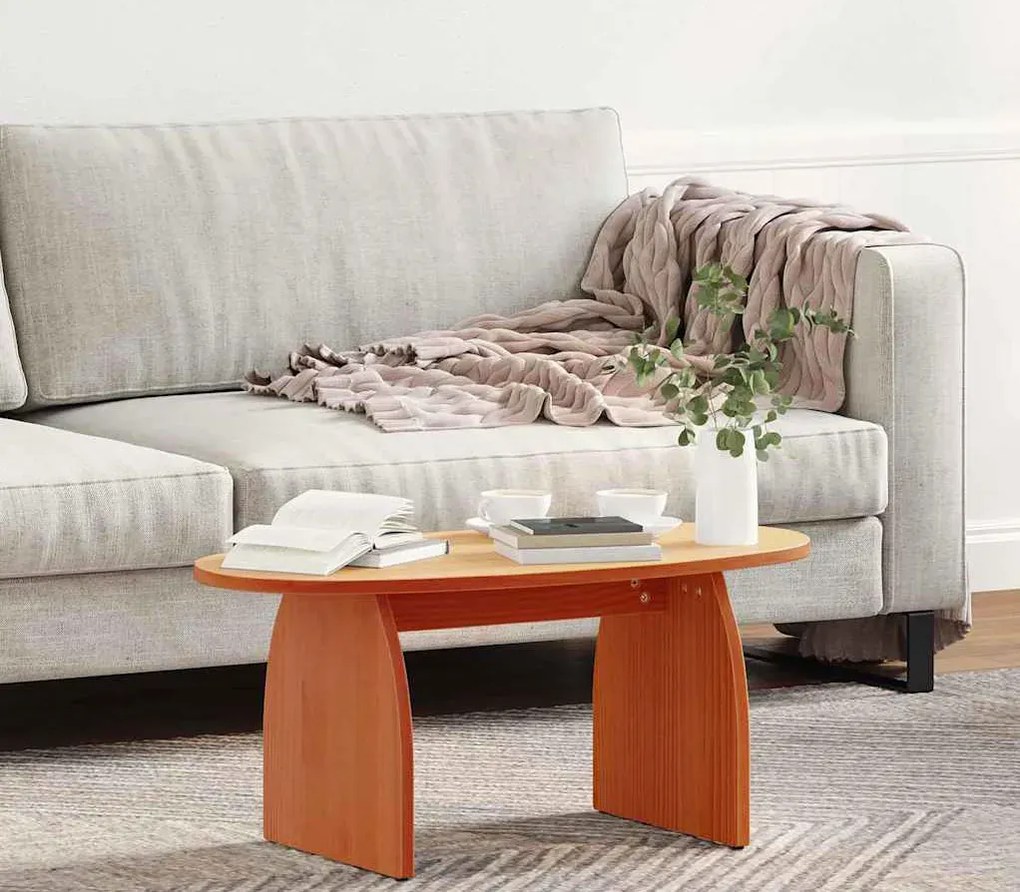 Skandynawski owalny stolik kawowy woskowy brąz W3-S17