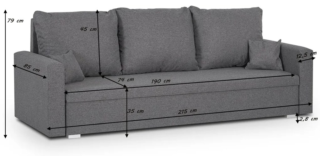 Sofa kanapa 3 os z funkcją spania MONDO Czerwony