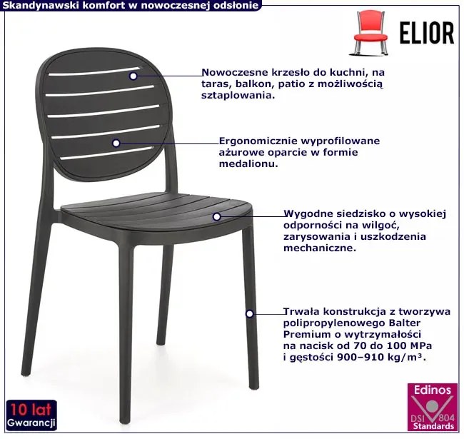Czarne nowoczesne krzesło sztaplowane 120cm R0-K20