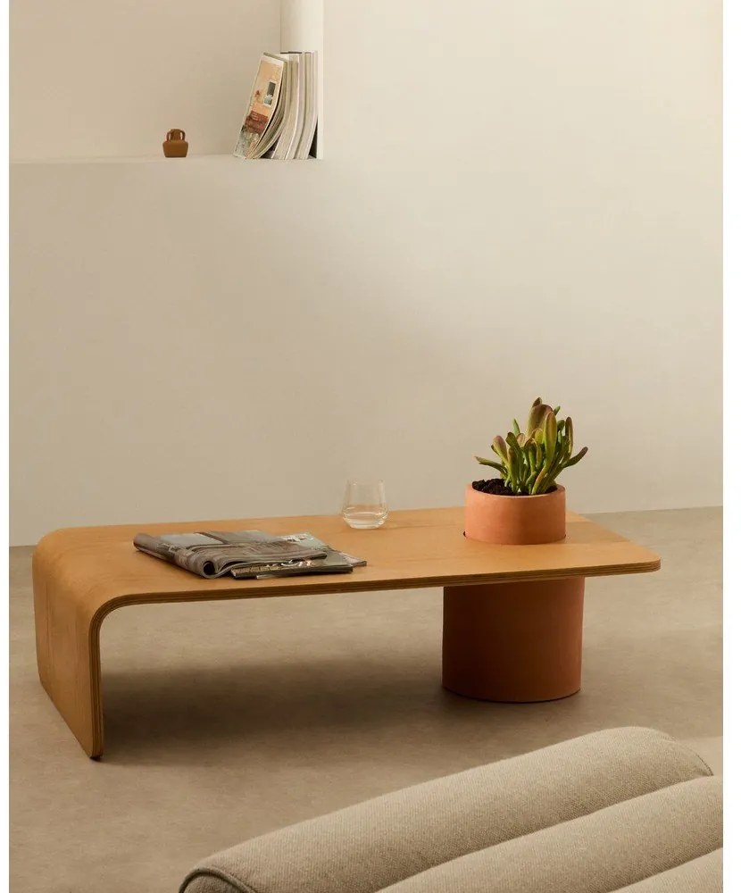 Okrągły stolik w dekorze jesionu w naturalnym kolorze 60x110 cm Olaria – Kave Home