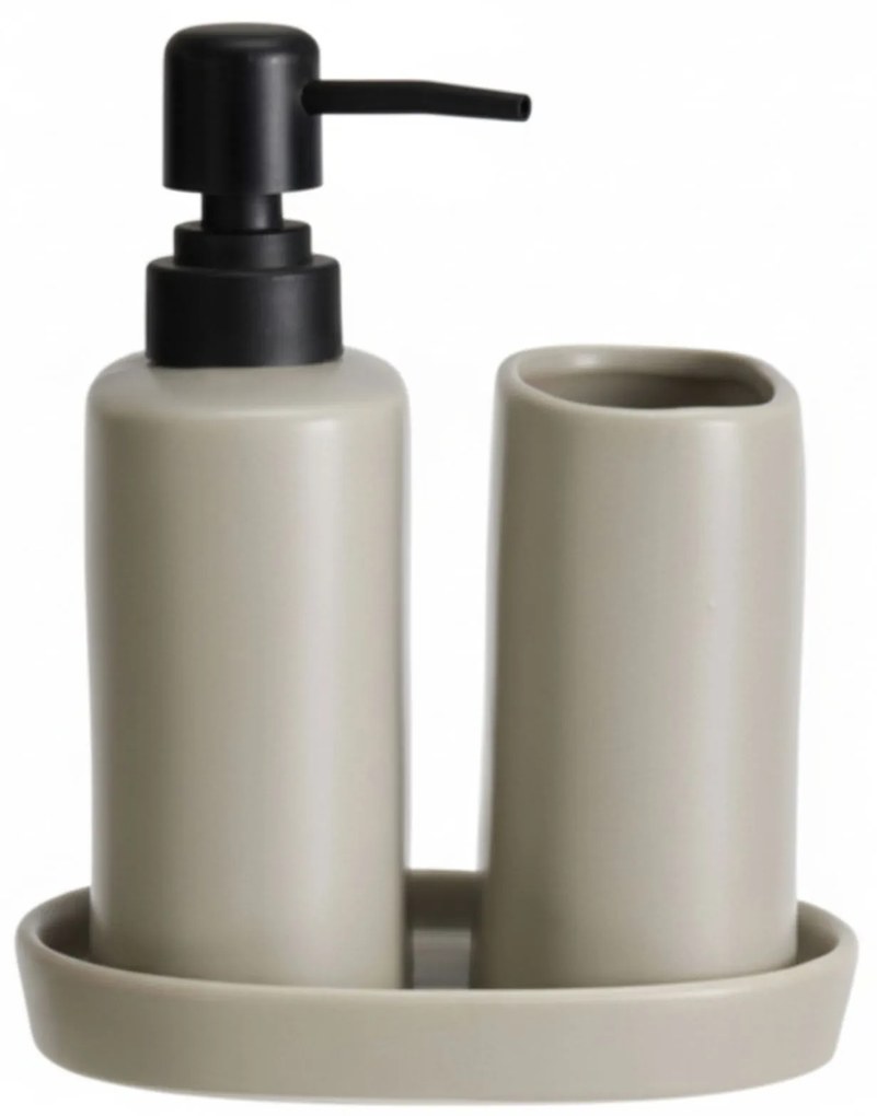 Zestaw łazienkowy PLY, ceramiczny dozownik, kubek i taca