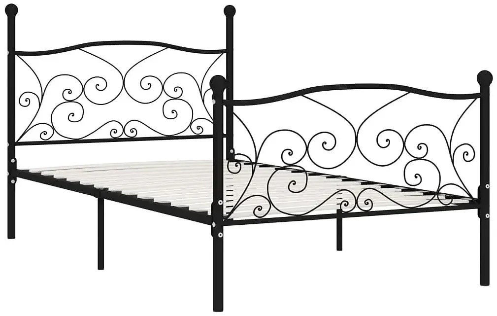 Czarne rustykalne łóżko pojedyncze 100x200 cm T0-S47