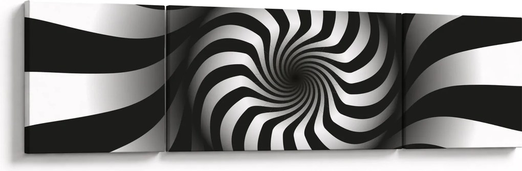 Abstrakcyjny obraz czarno - białej spirali (170x50 cm)