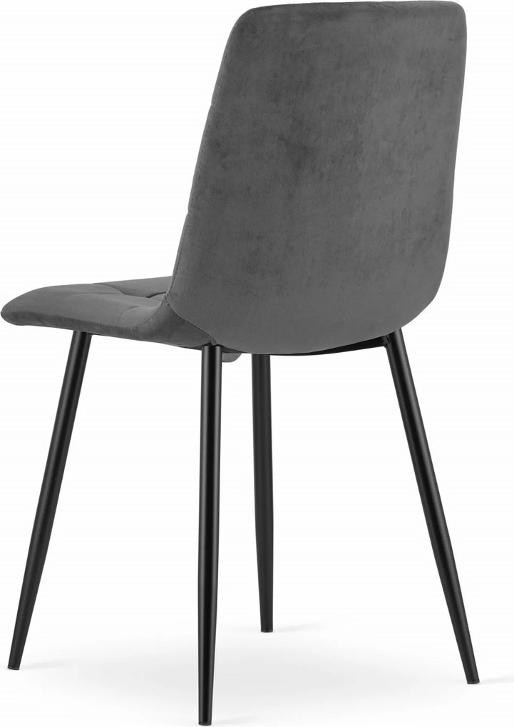 PROMOCJA Ciemnoszare aksamitne krzesło KARA z czarnymi nogami II. jakość