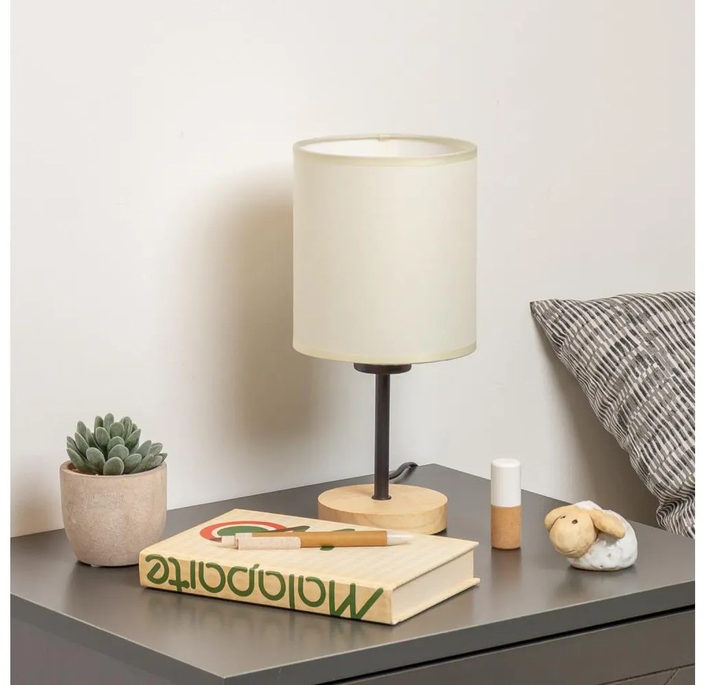 Brilagi - Lampa stołowa NUBILA WOOD 1xE27/25W/230V dąb/czarny/kremowy