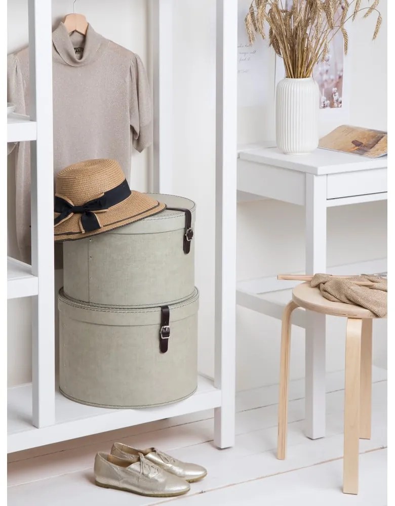 Beżowe kartonowe pojemniki zestaw 2 szt. z pokrywką ø 37,5x25 cm Rut Canvas Paper Laminate – Bigso