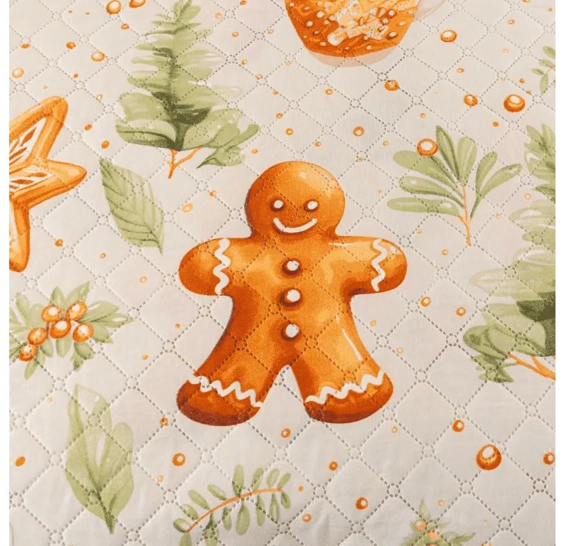 Narzuta na łóżko ze wzorem WINTER GINGERMAN, biała Rozmiar: 170 x 210 cm