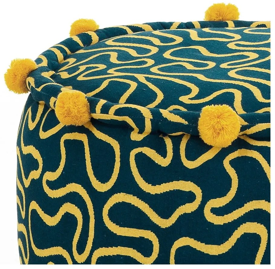 Żółty/ciemnozielony puf Tangle – Tomasucci
