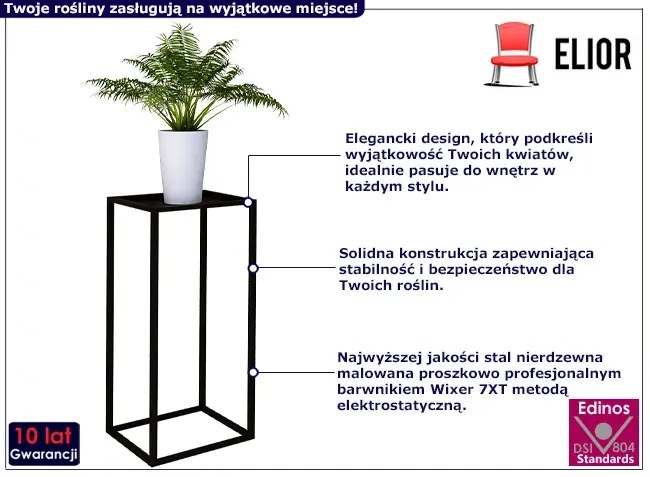 Loftowy czarny stojak na kwiaty Biały mat