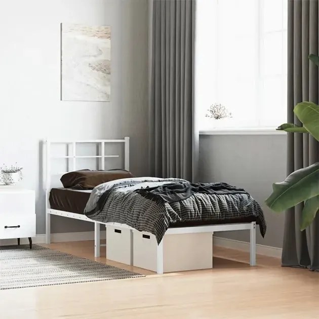 Białe metalowe łóżko w stylu loftowym 100x200 cm - Laxo
