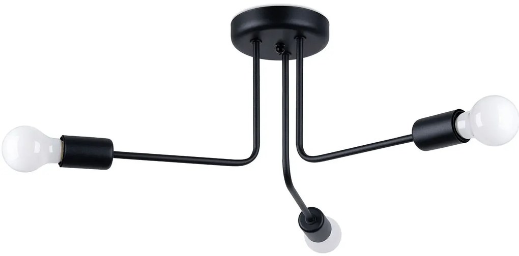 Czarna loftowa lampa sufitowa z 3 ramionami - A630 C0-N64
