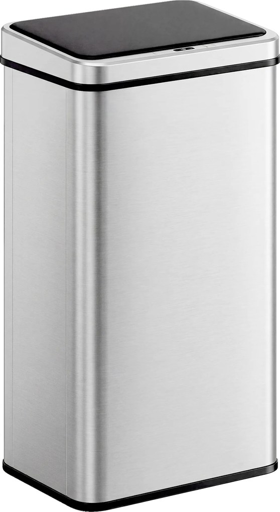 HOMCOM Kosz na śmieci z czujnikiem 50L Stal nierdzewna Automatyczny kosz z miękkim zamykaniem pokrywy Czujnik ruchu 35,5 x 26 x 67 cm Srebrny | Aosom PL