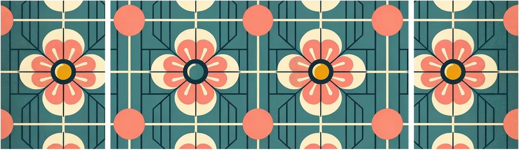 Obraz - Retro wzór z kwiatami (170x50 cm)