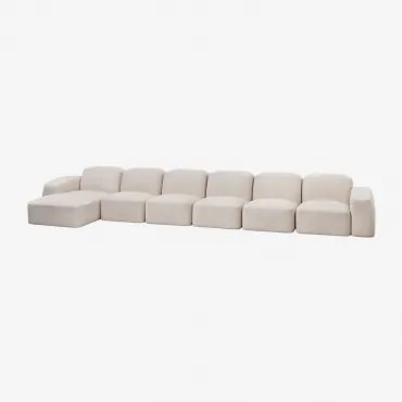 Bastian 6-częściowa Sofa Modułowa Lewostronna Szenila Gruba Biała - Sklum
