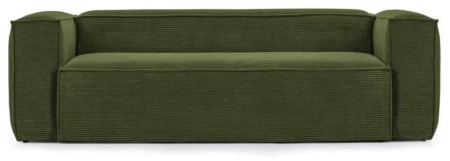 Ciemnozielona sztruksowa sofa Kave Home Blok