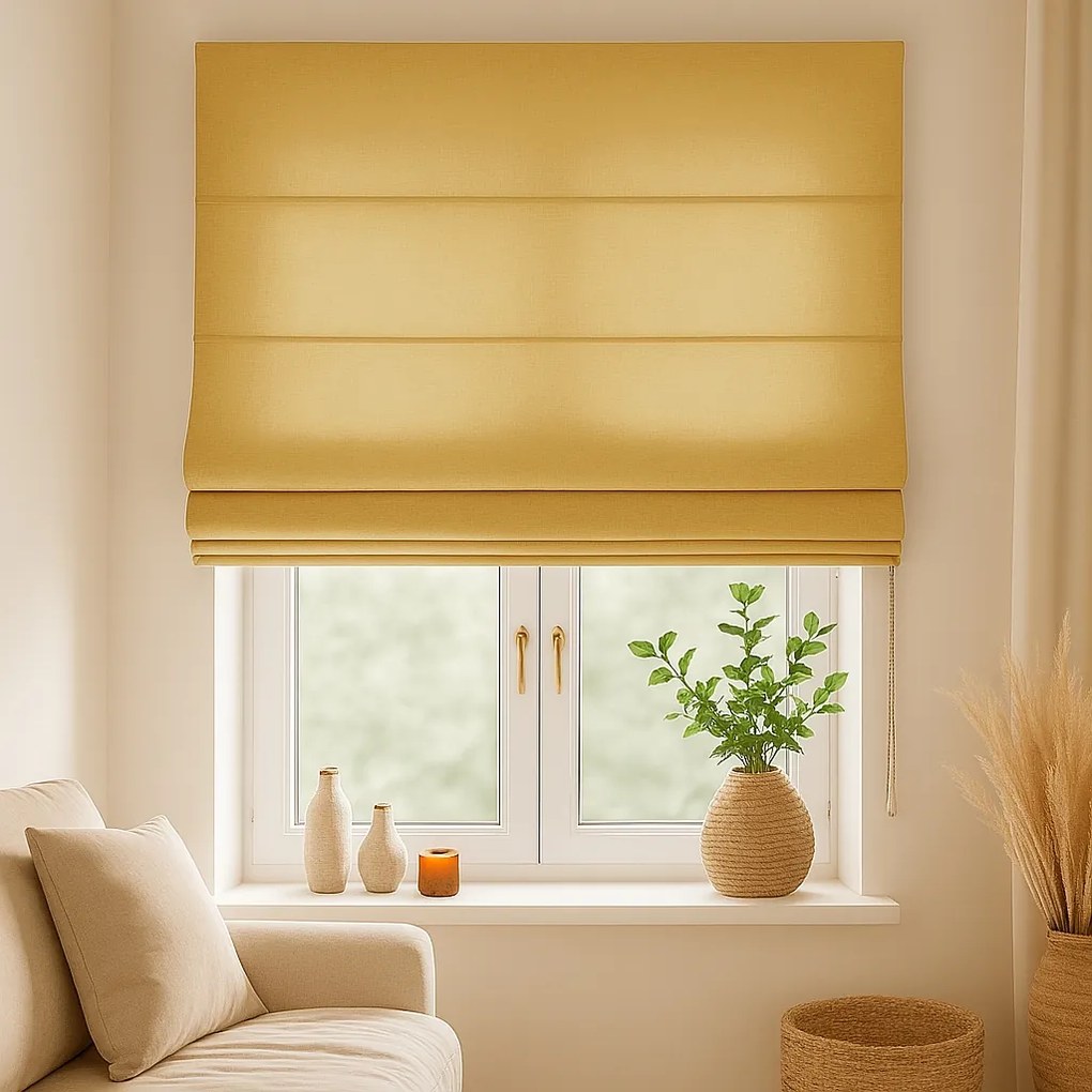 Roleta rzymska na wymiar musztardowa EFE bez wzorów - do 200 cm